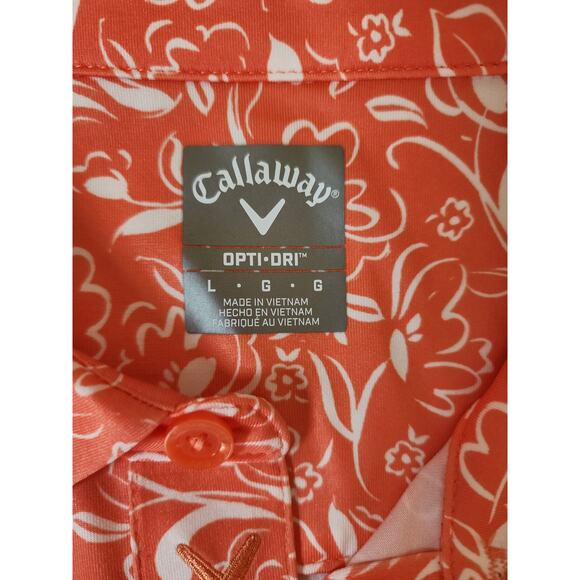 Callaway Golf Opti-Dri  Men's Polo Shirt Large Coral Chic NWT - Picture 7 of 12